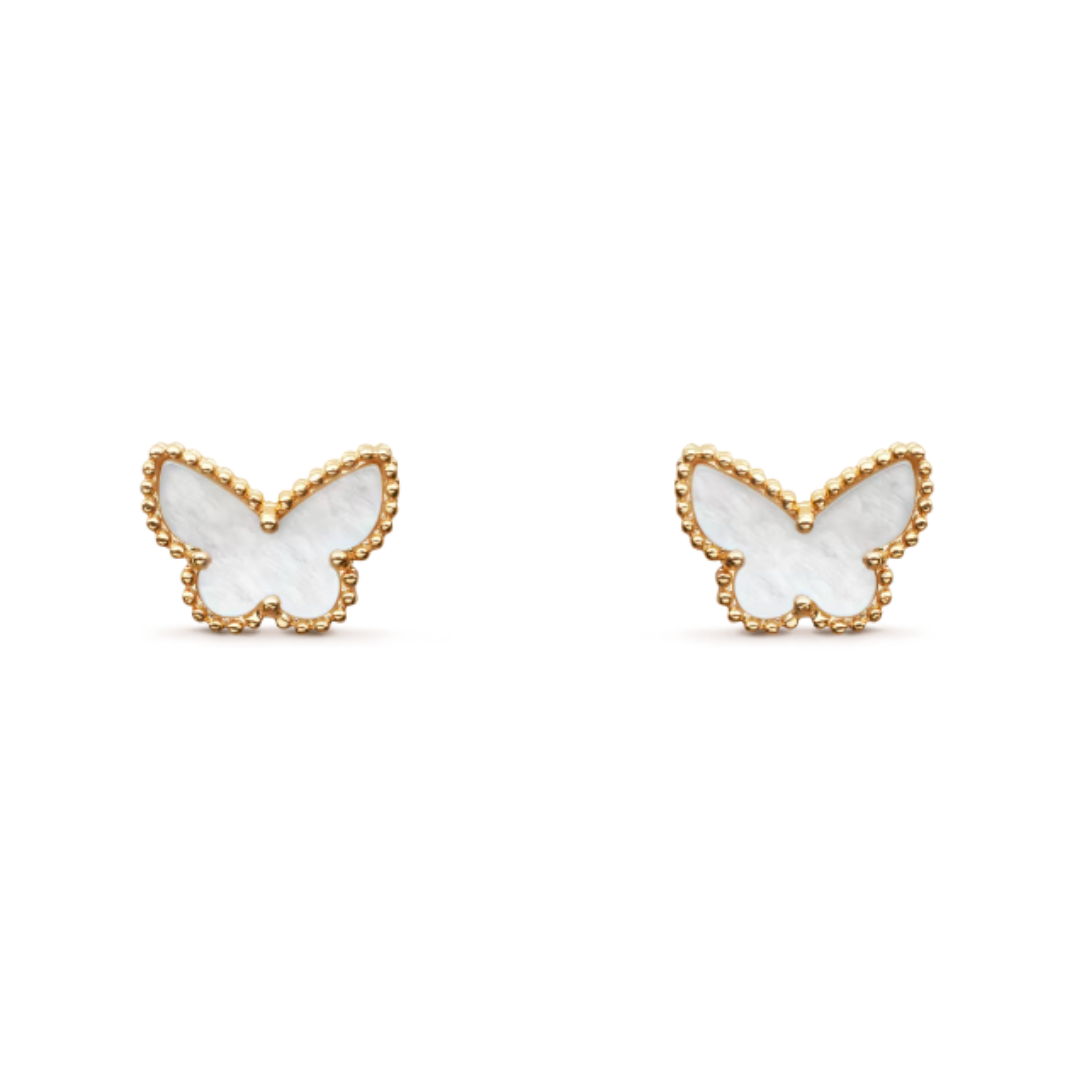 Amber Butterfly | Earrings – White/Gold