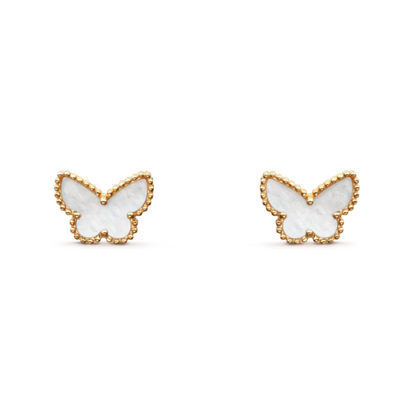 Amber Butterfly | Earrings – White/Gold