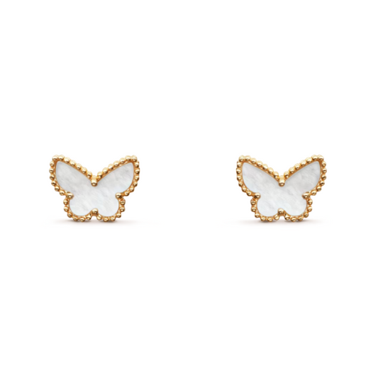 Amber Butterfly | Earrings – White/Gold