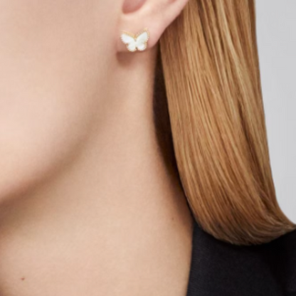 Amber Butterfly | Earrings – White/Gold