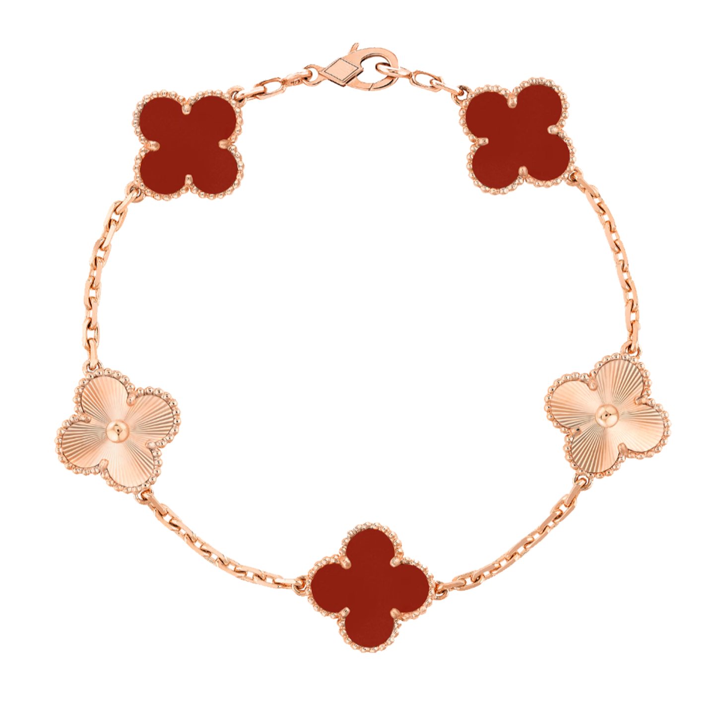 Four-Leaf Clover Deluxe | Bracelet – Rose Gold/Red
