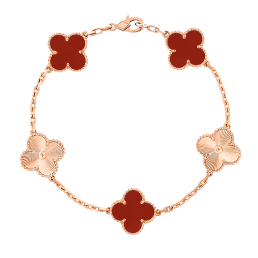 Four-Leaf Clover Deluxe | Bracelet – Rose Gold/Red