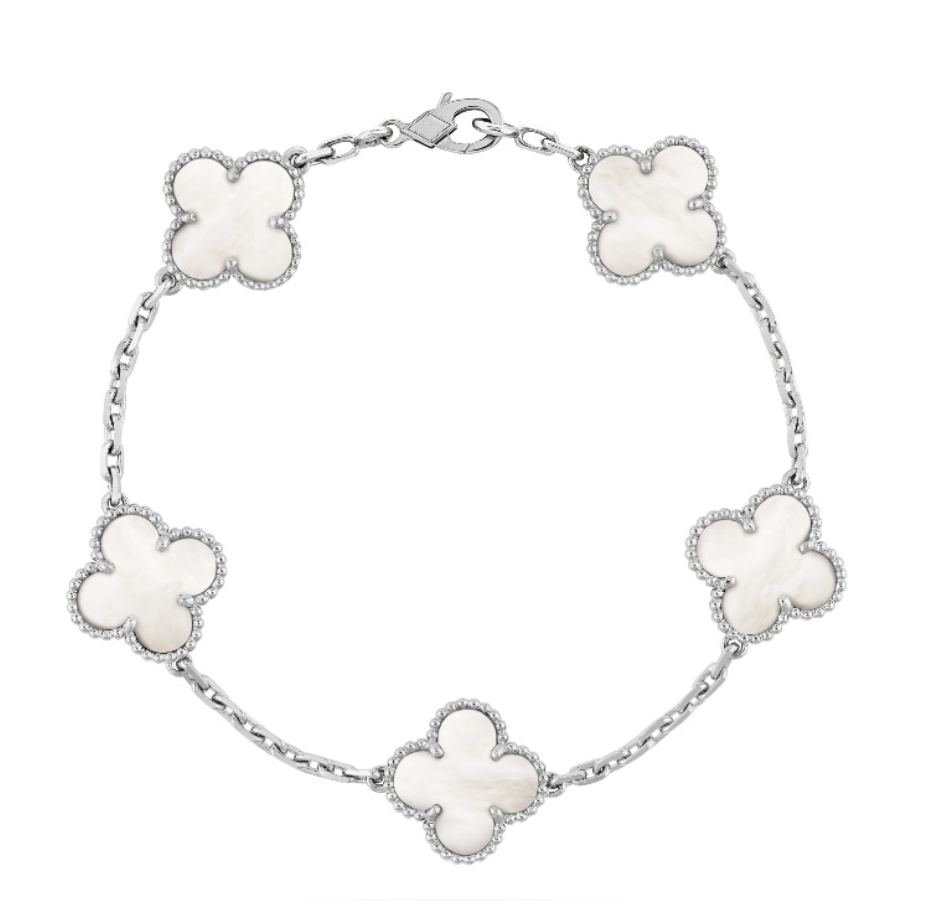 Four-Leaf Clover | Bracelet – White/Silver