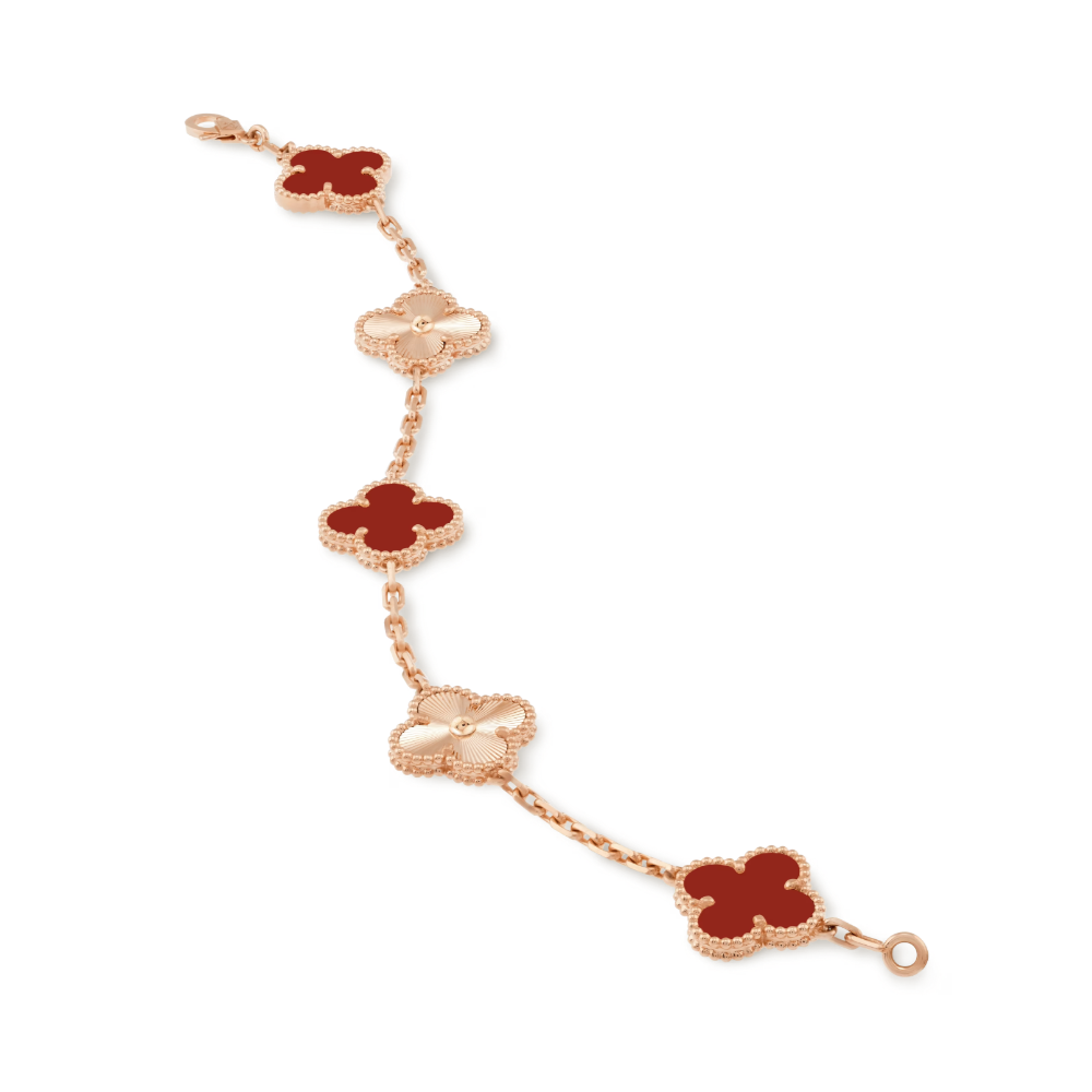 Four-Leaf Clover Deluxe | Bracelet – Rose Gold/Red