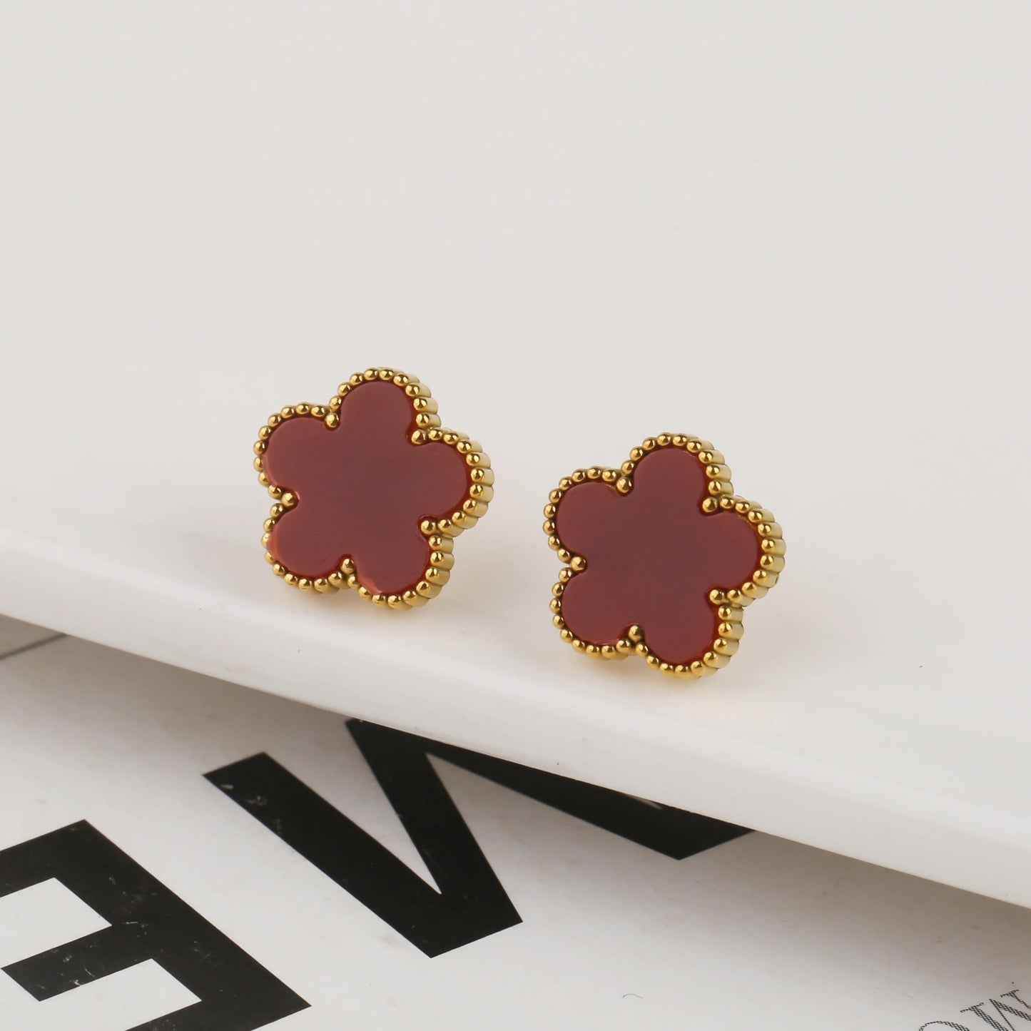Five-Leaf | Earrings – Red