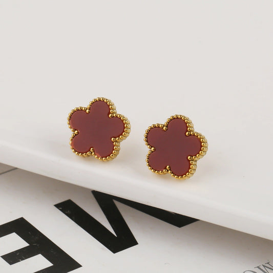Five-Leaf | Earrings – Red